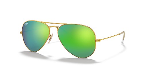 Ray-Ban RB3025 Aviator Flash Lenses XL (58 - 14) with Green lenses and Gold frame Sunglasses