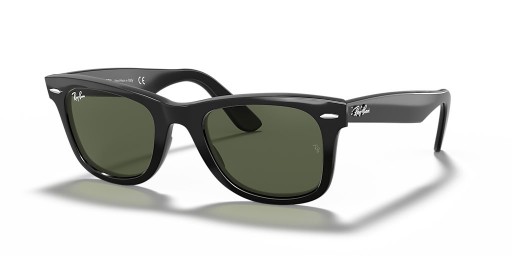 Ray-Ban RB2140F Original Wayfarer Classic XL (54 - 18) with Green lenses and Black frame Sunglasses