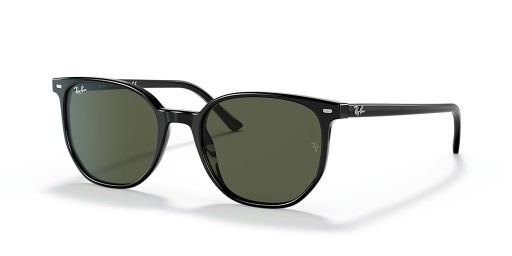 Ray-Ban RB2197F Elliot M (54 - 19) with Green lenses and Black frame Sunglasses