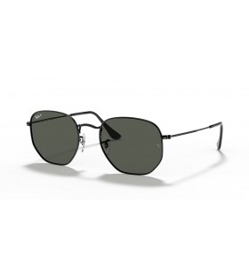 Ray-Ban RB3548N Hexagonal Flat Lenses M (51 - 21) with Green lenses and Black frame Sunglasses