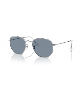 Ray-Ban RB3548N Hexagonal Flat Lenses M (51 - 21) with Blue lenses and Silver frame Sunglasses