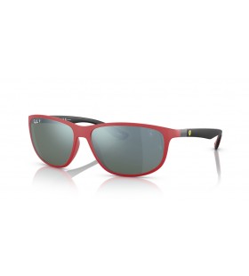 Ray-Ban RB4394M Scuderia Ferrari Coleção XXL (61 - 14) com a Prata e lentes Vermelhas armação Óculos de sol