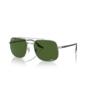 Ray-Ban RB3699 L (59 - 18), de cor Verde, lentes e moldura de Prata Ã“culos de sol