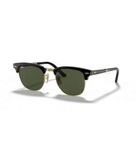 Ray-Ban RB2176 Clubmaster Dobrável L (51 - 21), de cor Verde, lentes e Preto armação Óculos de sol