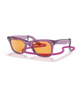 Ray-Ban RB2140 Wayfarer Original Colorblock L (50 - 22) com lentes Laranja e Violeta armaÃ§Ã£o Ã“culos de sol