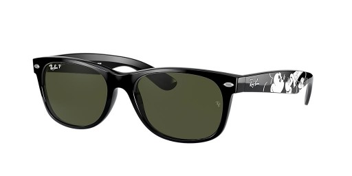 A Ray-Ban RB2132 Új Wayfarer Mickey S20 M (55 - 18), Zöld lencse, Fekete keret Napszemüveg
