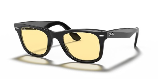 Ray-Ban RB2140F Bunaidh Wayfarer Clasaiceach L (52 - 22) le Buí lionsaí agus Dubh fráma Sunglasses