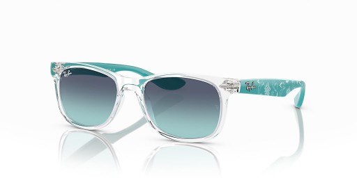 Ray-Ban RB9052S Nua Wayfarer Páistí An Little Mermaid S (47 - 15) le lionsaí Gorm agus fráma Trédhearcach Sunglasses