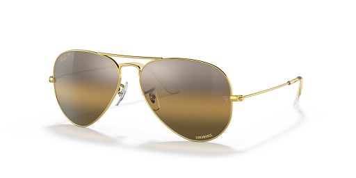 Ray-Ban RB3025 Aviator Chromance XXL (62 - 14) con lenti Marrone e Oro frame Occhiali da sole