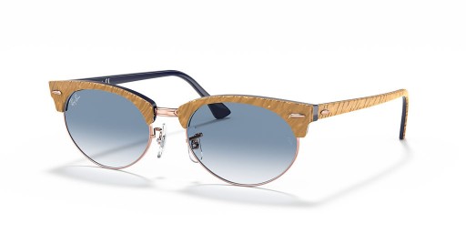 Ray-Ban RB3946 Clubmaster Ovale, S (52 - 19) con lenti Blu e Beige cornice Occhiali da sole
