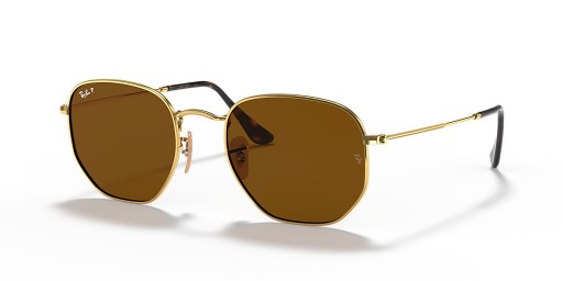 Ray-Ban RB3548N Esagonale Lenti Piatte XL (54 - 21) con lenti Marrone e Oro frame Occhiali da sole