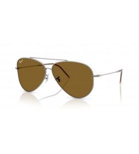 Ray-Ban RBR0101S Aviator Invertire L (59 - 11) con lenti Brown, Silver frame Occhiali da sole