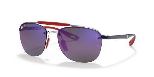 Ray-Ban RB3662Mスクーデリア-フェラーリの回収XL(59-17)ブルーレンズや銀のフレームサングラス