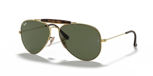 Ray-Ban RB3029Outdoorsmanハバナの収集XXL(62-14)グリーンレンズ-ゴールドフレームサングラス