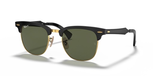 Ray-Ban RB3507ClubmasterアルミニウムL(51-21)グリーンレンズは、黒フレームサングラス