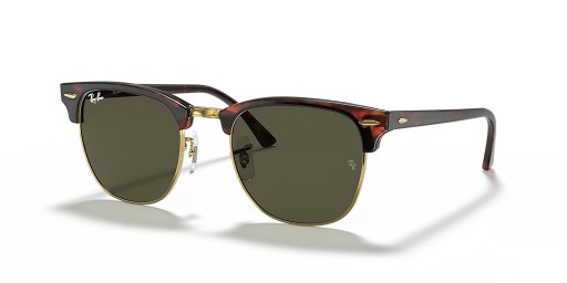 Ray-Ban RB3016F ClubmasterクラシックXL(55-19)グリーンレンズ-タートルフレームサングラス