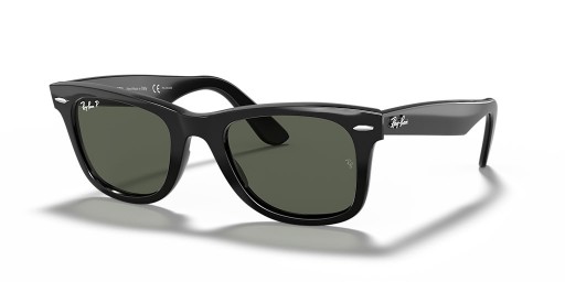 Ray-Ban RB2140F Original Wayfarer Classic XL (54 - 18) med Grønne linser og Svart frame Solbriller
