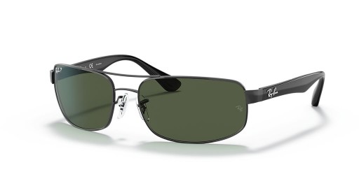 Ray-Ban RB3445 M (61 - 17) med Grønne linser og Svart frame Solbriller