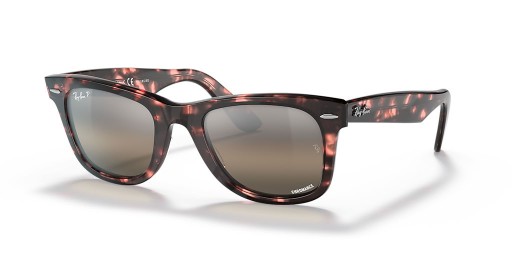 Ray-Ban RB2140 Original Wayfarer Chromance L (50 - 22) med Sølv linser og Rosa frame Solbriller