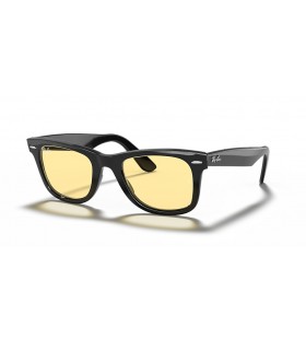 Ray-Ban RB2140F Original Wayfarer Klassiske L (52 - 22) med Gule linser og Svart frame Solbriller