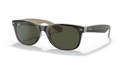 Okulary przeciwsłoneczne Ray-Ban RB2132 New Wayfarer Color Mix M (55-18) z zielonymi soczewkami i czarnej oprawce