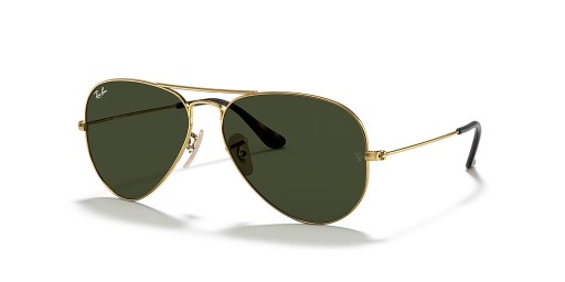 Okulary przeciwsłoneczne Ray-Ban RB3025 Aviator Havana Collection XXL (62-14) z zielonymi soczewkami i złotej oprawce