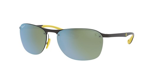 Okulary przeciwsłoneczne Ray-Ban RB4302M Scuderia Ferrari Collection XL (62-16) ze srebrnymi soczewkami i szarej oprawce