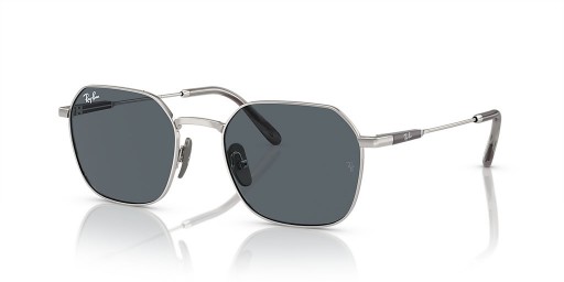 Okulary przeciwsłoneczne Ray-Ban RB8094 Jim Titanium M (53-20) z niebieskimi soczewkami i srebrnej oprawce