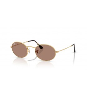 Okulary przeciwsÅ‚oneczne Ray-Ban RB3547 Oval Metal Summer Capsule M (51-21) z fioletowymi soczewkami i zÅ‚otej oprawce