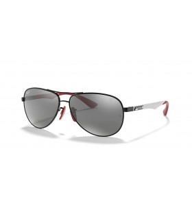 Okulary przeciwsÅ‚oneczne Ray-Ban RB8313M Scuderia Ferrari Collection XL (61-13) ze srebrnymi soczewkami i czarnej oprawce