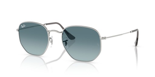 Ray-Ban RB3548N Hexagonale Plat Lentile M (51 - 21), cu lentile Gri si rama de Argint ochelari de Soare