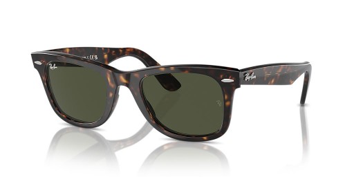 Ray-Ban RB2140 Original Wayfarer Clasic L (50 - 22), cu lentile Verzi și broasca Țestoasă, ochelari de Soare cadru