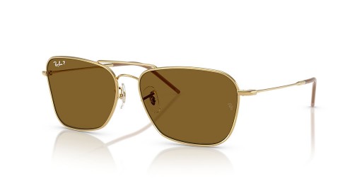 Ray-Ban RBR0102S Caravana Inversă XXL (61 - 15), cu lentile Maro și de Aur cadru ochelari de Soare