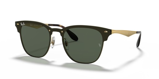 Ray-Ban RB3576N Blaze Clubmaster XXL (0 - 147), cu lentile Verzi și ramă de Aur, ochelari de Soare