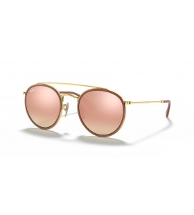 Ray-Ban RB3647N Rotund Dublu Pod M (51 - 22), cu lentile Maro È™i de Aur cadru ochelari de Soare