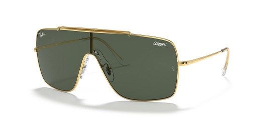 Ray-Ban RB3697 Krídla II XXL (0 - 135) so Zeleným šošovky a Zlato rámom slnečné Okuliare