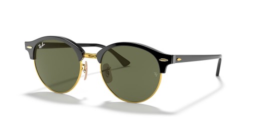 Ray-Ban RB4246 Clubround Classic M (51 - 19) s Zelené šošovky a Čierny rám slnečné Okuliare