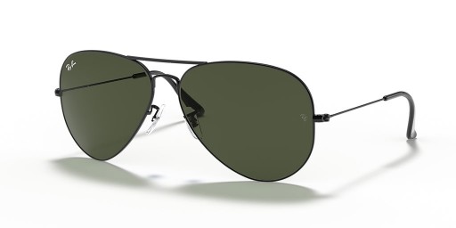 Ray-Ban RB3025 Aviator Large Metal II XXL (62 - 14) s Zelené šošovky a Čierny rám slnečné Okuliare
