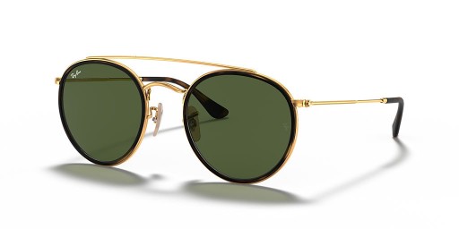 Ray-Ban RB3647N Kolo Dvojitý Most M (51 - 22) s Zelené šošovky a Zlato rámom slnečné Okuliare