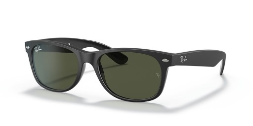 Ray-Ban RB2132 New Wayfarer Farby Mix M (55 - 18 rokov), Zelené šošovky a Čierny rám slnečné Okuliare