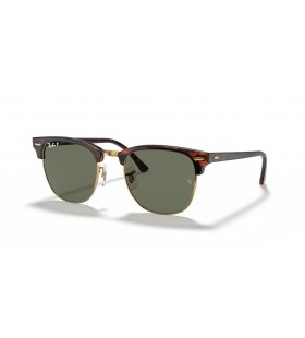 Ray-Ban RB3016F Clubmaster Klasické XL (55 - 19) s Zelené šošovky a Korytnačka rámom slnečné Okuliare
