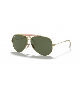 Ray-Ban RB3138 Strelec XL (62 - 09) so Zeleným šošovky a Zlato rámom slnečné Okuliare