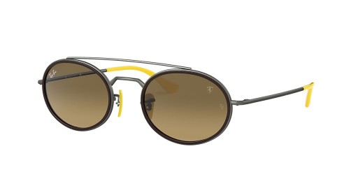 Ray-Ban RB3847M Scuderia 페라리 컬렉션 XL(52-22 일)으로 브라운 렌즈와 은색 구조 색안경