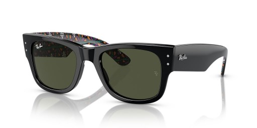 Sunčane naočale Ray-Ban RB0840S Dia De Muertos Mega Wayfarer M (51-21) sa zelenim staklima i crni okvir