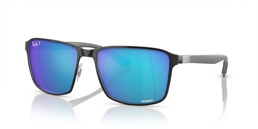 Ray-Ban RB3721CH Chromance XXL (59 - 17) med Blå linser och Svart ram Solglasögon