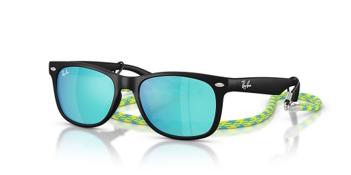 Ray-Ban RB9052S New Wayfarer Barn Sommaren Kapsel S (47 - 15) med Blå linser och Svart ram Solglasögon