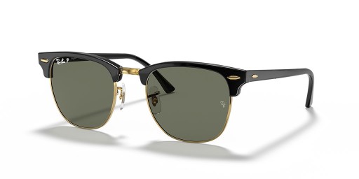 Ray-Ban RB3016F Clubmaster Classic XL (55 - 19) med Gröna linser och Svart ram Solglasögon
