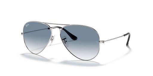 Ray-Ban RB3025 Aviator Lutning XL (58 - 14) med Blå linser och Silver ram Solglasögon