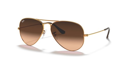 Ray-Ban RB3025 Aviator Lutning M (55 - 14) med Rosa linser och Beige ram Solglasögon