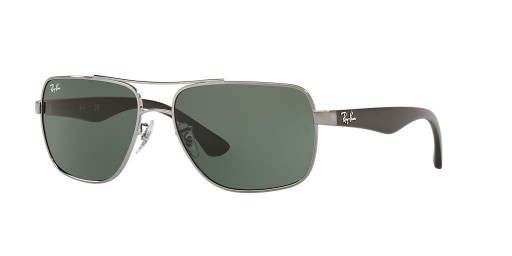 Ray-Ban RB3483 L (60 - 16) med Gröna linser och Silver ram Solglasögon